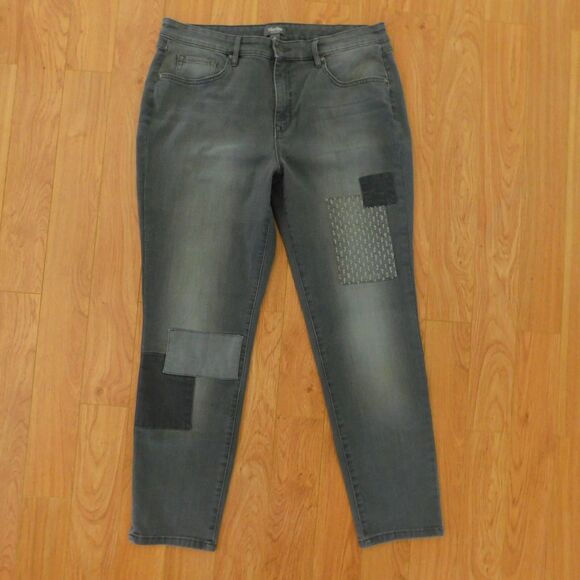 Martha Stewart Jeans Womens 16 Gray Patchwork 5 Pocket Ankle Jeans A301087 EUC - Picture 13 of 13